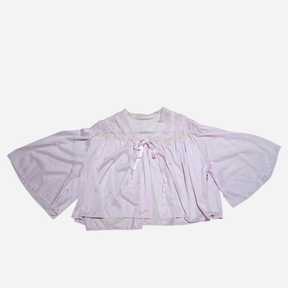 50s 60s coquette cottagecore light pink vanity fair bed jacket